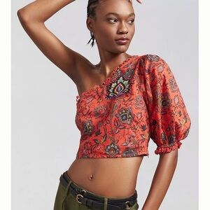 NWT Farm Rio one-shoulder crop top